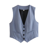 2025 Summer New Women's Street Fashion Leisure Vest 15 Color V Collar Vest