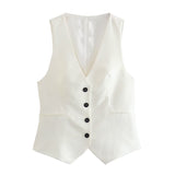 2025 New Women's Casual Suit Vest Fashion Suit Buckle Straight Trousers Double Buckle