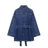 Women's Clothing 2025 Spring New Women's Waist Strap To The Waist Collar Denim Coat