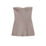 Solid-Colored Throttling Knitted Vest 2025 Spring Sexy Shoulder High Bullet-Tendered Women's Top