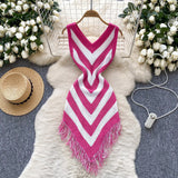 Travel Vacation Wearing Women's Dress Summer Retro Color Linguist Repair Slim Slimy Tuxed Dress