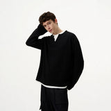 Waffle Wears Two Long-Sleeved T-Shirts For Men And Women Loosely Lazy Wind Oversize Design Sense Simple Top