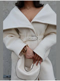 Elegance Elegant Solid Color Big Collar Long Hair Coat 2025 Autumn And Winter New Women's Clothing