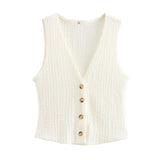 Women's Clothing 2025 Autumn New Texture Vest Top + Straight Trousers Set