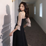 Evening Dress Female Banquet Temperament Long Can Usually Wear A Small Black Dress Dress Banquet Dress