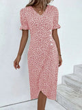 A Large Number Of New 2025 Summer Hot Sales Geometric Collage Bubble Sleeve Irregular Pendulum Dress