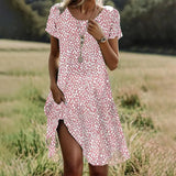 Summer Hot Selling Literary And Art National Wind Round Collar Long Dress