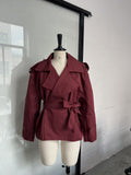 Casual Pure Color Belt Short Jacket 2025 Spring And Autumn New Jacket