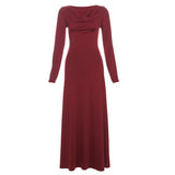 Fashion 2025 Autumn And Winter Women's New Pure Color Temperament High-End Sense Collar Body Dress