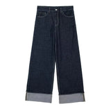 Autumn 2025 New Women's Roll-Sleeve Denim Jacket Straight Trousers