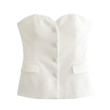 Women's Clothing 2025 Spring New Sexy 4 Color Tight Single-Breasted Breast Small Vest + Short Skirt Set
