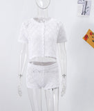 New Casual Hollow Knitted Short-Sleeved Short-Sleeved Short-Sleeved Set For Women's Clothing In Summer 2025