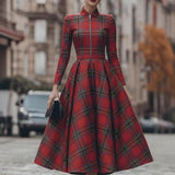 2025 Women's Short Sleeve French Autumn/Winter Zipper Long Sleeve Dress