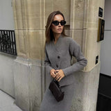 23 Autumn New Women's Fashion Simple Knitted Double Coat + Skirt