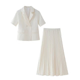 Women's New Fashion Short Sleeve Suit-Flame High-Rise Casual Dress Set