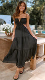 Women's Clothing 2025 New V-Neck Sleeveless Solid Color Splicing Large Swing Long Dress