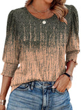 25 Color Women's Clothing 2025 Autumn Loose Leisure Printing Seven-Sleeve Round-Neck T-Shirt Top