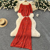 Small-Scale Vintage Hollow Crocheted Shoulder Sling Knitted Shirt Two Sets Of Women's Half-Dress