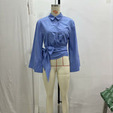Women's Clothing 2025 Spring New Double Sturgeon Silk Repair Slim Bow Tie With Short Shirt