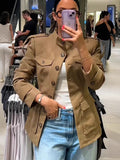 Autumn 2025 New Fashion Design Sense Single-Dlocked Slimming Pocket Jacket Outside