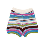 Z Autumn New Striped Printed Short Sleeve Clip Sleeve Casual Shorts Striped Knitted Sling Vests