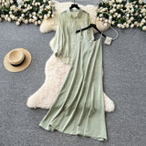 Temperament Two Sets Of Women's Languid Languid Wind Outside The Thin Loose Long-Sleeved Sunscreen Jacket + Sling Dress