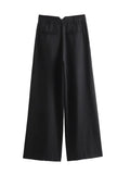 2025 Women's Autumn New Dress V-Neck Short Vest High-Waist Broad Leg Trousers Commuting Suit