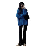Loose Lazy Blue Sweater Women's Autumn And Winter 2025 New Explosion Thick Cloth With Knitted Bottom Shirt
