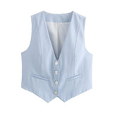 2025 Summer New Women's Street Fashion Leisure Vest 15 Color V Collar Vest