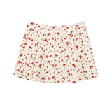 Wood Ear-Side Flower-Print Square Collar Single-D Row Buckle-Suited Short-Sling Sling Vest Wide-Folded Mini Skirt Suit Woman