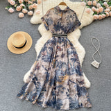 Court Style French Style Elegant Print Dress Women's New Summer Skinny And Gentle Style Dress