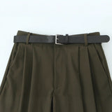 Multicolor 2025 Spring New Women's Fashion Simple With Belt Double Fold Trousers