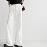 Superior Sensing White Jeans Men's And Women's Loose Straight Drags Broad Legged Couple Casual Cleanfit Pants