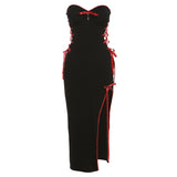 2025 Autumn Fashion Trend Women's New One-Word Shoulder Hanging Neck-Body Hip Strap Bump Dress