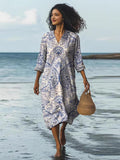 2025 Women's Beach Vacation Digital Print V-Neck Dress Seaside