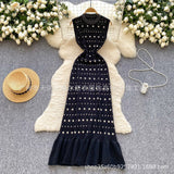 Clent Lady Senior Sense Sleeveless Dress Women Summer Collar Collar Drill Body Design Light Luxury Fishtail Long Dress