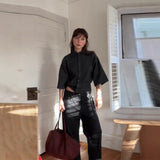 Explosion 2025 Autumn New Fashion High-End Collar Collar With Leather Coat