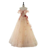 Three-Dimensional Flowers Shoulder Small Tail Dress Bridal Toast Banquet Fairy Fluffy Skirt Evening Dress Woman