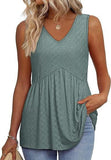 2025 New Women's Vest Flowing Lotus Leaf Side Top Women's Elegant Sleeveless V-Neck Doll Vest