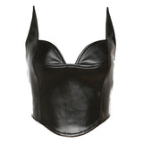 2025 Autumn Fashion Trend Women's New V-Collar Repair Body Out-Back PU Skin Set Small Vest