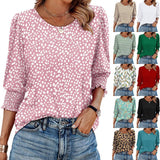 25 Color Women's Clothing 2025 Autumn Loose Leisure Printing Seven-Sleeve Round-Neck T-Shirt Top