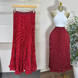Classic Fashion Folding Wave Half-Dress French Sweet High-Waisted A-Shaped Skirt Mid-Long Folds Skirt