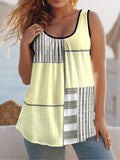 Summer Round Collar Vest New Art Splicing Pattern 3D Digital Printing Sleeveless Women's Folding Vest