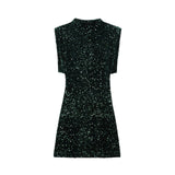 2025 Women's Beads Dress Dress Sleeveless Party With Cushioned Shoulder Mini Dress Y2K