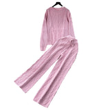 Fashion Suit Female French Gentle Wind Loose Jersey Sweater High Waist Thin Trousers Two-Set