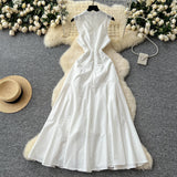 French High-End Squeal Lace Splicing Sleeveless Waist Dress Women's Summer Thin Temperament Elegant Long Dress