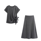 Women's Clothing 2025 Spring New Fashion Temperament Casual Soft Top Dress Dress Set