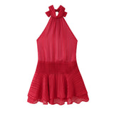 Women's Dress 2025 New Temperament Fashion Hanging Neck Density Dress