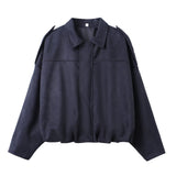 2025 Spring Pilot Jacket Bat Sleeve Zipper Loose Tuffen Jacket Women's Casual Jacket