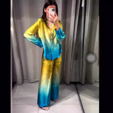 2025 Summer Tie-Dye Silk-Stained Shirt Trousers Set